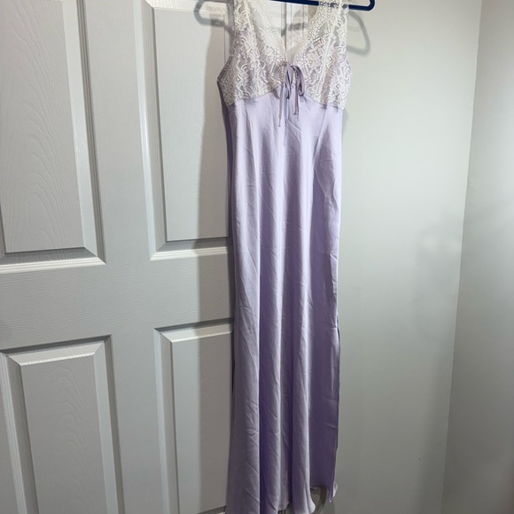 Free People Countryside Lilac Purple Satin Lace Trim Slip Maxi Dress Sz M - Picture 10 of 15